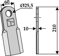 Couteau droit pour broyeur 210x60mm BREVIGLIERI / BREVIAGRI adaptable - Blacksteel©