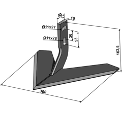Soc à ailettes  pour bineuse MONOSEM 10100017 adaptable - BlackSteel©