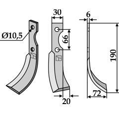 Lame droite pour Fraise/Rotavator BERTOLINI 42306 adaptable - Blacksteel©