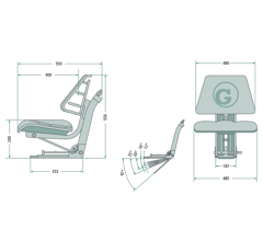 Siège de tracteur 550 mm PVC à suspension mécanique adaptable