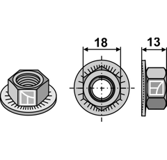 Écrou hexagonal pour JOHN DEERE DC19996 adaptable - BlackSteel©