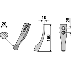 Reja 160 x 20 mm para sembradora AMAZONE HC 138 - 501118 adaptable