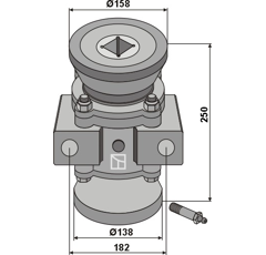 Komplettlager 250 mm für Vierkantwelle 50 x 50 – Nachbau  