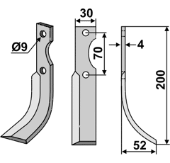 Fräsmesser Rechts 200 x 30 Honda Nachbau