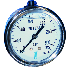 Manomètre 300 bars sortie axiale male 1/4 gauche - COMET
