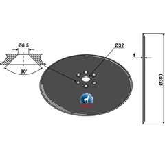 Säscheibe glatt Ø380x4 mm  KUHN N00875AO Nachbau  