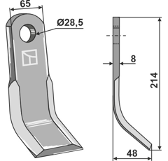Couteau-Y pour broyeur 214x65mm MATROT adaptable - Blacksteel©