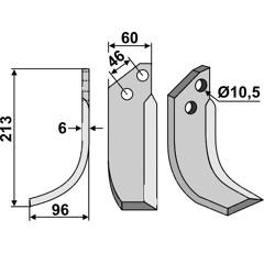 Fräsmesser Links 213 x 60 Valpadana Nachbau