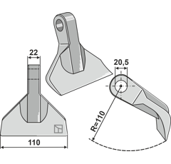Marteau pour broyeur 110x22mm PERFECT 13665 Adaptable Blacksteel©