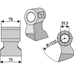 Marteau pour broyeur 75x78mm AGRIMASTER Adaptable Blacksteel©
