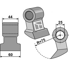 Marteau pour broyeur AGRIMASTER 3008045 adaptable 
