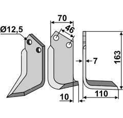 Fräsmesser Rechts 163 x 70 Muratori Nachbau