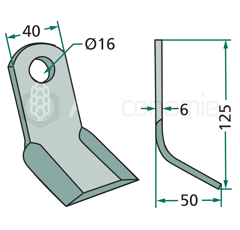 Couteau Y pour broyeur 125 x 40 mm BUCHER 155130170 adaptable