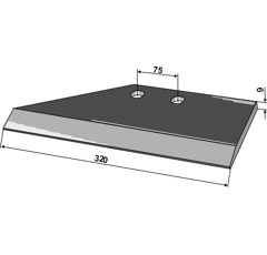 Flügelschar rechts für KVERNELAND 131124 Nachbau