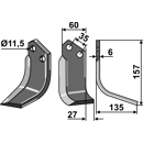 Fräsmesser Rechts 157 x 60 Agrator, Agric Nachbau