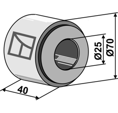 Bague en fer complet avec palier en boi dur incorporé - Ø 25 mm adaptable