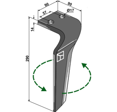 Dent gauche pour herse rotative CARRARO 155217 adaptable - Blacksteel©