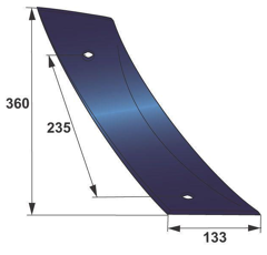 Streichblech-Vorderteil rechts geschwungen für Pflug GREGOIE & BESSON 173322 - Nachbau