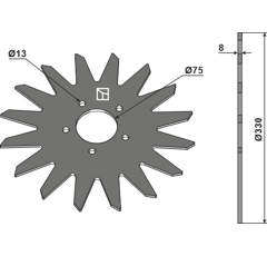 Disco dentado Ø 380 x 8 mm para sembradora adaptable