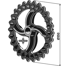 Crosskill-Ring Ø 550 mm für Krümlerwalze DAL-BO 18125 – Nachbau  