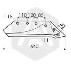 Wechselspitzenschar rechts für Pflug KVERNELAND 6773006 Nachbau
