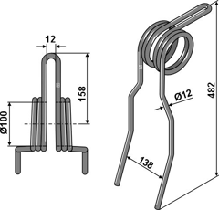 Griffe Ø12mm pour semoir GÜTTLER 72000115 adaptable - Blacksteel©