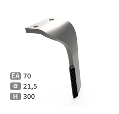 Dent de herse rotative Droite avec 3 plaquettes carbure triangulaires LEMKEN 33770 adaptable