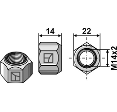 Mutter M14-10.9 DIN 980 Nachbau  