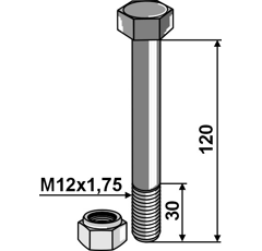 Boulon & écrou à freinage interne 30 mm adapt. BlackSteel©