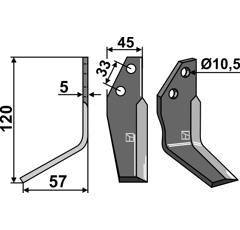 Lame gauche pour Fraise/Rotavator GOLDONI 0008832 adaptable - Blacksteel©