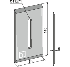 Rascador metálico 140 x 86 mm para rodillo packer NIEMEYER 034575 adaptable