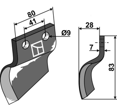 Couteau gauche pour broyeur OOSTERLAAN S.T. LI adaptable - Blacksteel©