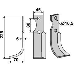 Fräsmesser Links 225 x 45 FM-Matras Nachbau
