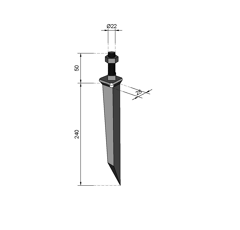 Dent à ergot 25 x 240 x 50 x 22 mm