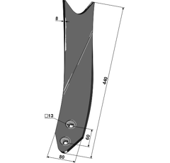 Deflector dcho. 440 mm para cultivador GREAT PLAINS 820-504C - P16861 adaptable