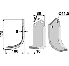 Fräsmesser Links 175 x 80 Howard Nachbau