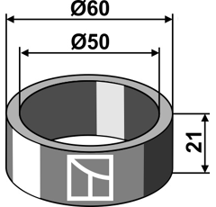 Anneau traité Ø 60 x 50 x 21 mm adaptable