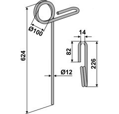 Griffe Ø12mm pour semoir KVERNELAND 199780-4 adaptable