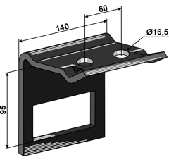 Bride de fixation 80 x 80 mm pour dent adaptable