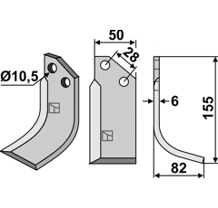 Lame droite pour Fraise/Rotavator BERTOLINI 13014 adaptable -