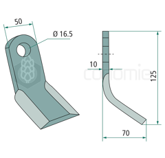 Couteau-Y pour broyeur 125x50mm SICMA adaptable 