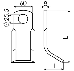 Fléau 210 mm pour broyeur LAGARDE BL005204 adaptable