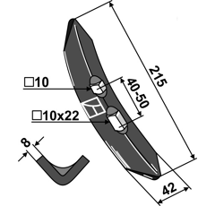 Reja de 215 mm para dientes con resorte grande de cultivador adaptable