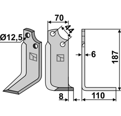 Lame droite pour Fraise/Rotavator MASCHIO/GASPARDO 19100421 adaptable