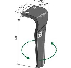 Dent herse gauche DOWDESWELL 820381 adaptable - BlackSteel©
