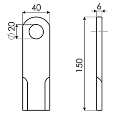 Fléau 150 x 40 x 6 mm pour broyeur FRANQUET adaptable
