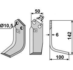 Lame droite pour Fraise/Rotavator FERRARI 496367 adaptable 