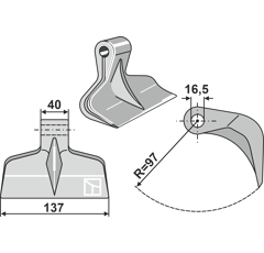 Marteau pour broyeur 137x40mm M.E.A.A.T. Adaptable Blacksteel©