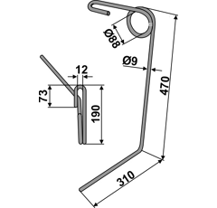 Griffe Ø9mm droite pour semoir KONGSKILDE 7002152508 adaptable - Blacksteel©