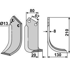 Fräsmesser Rechts 210 x 80 Nachbau